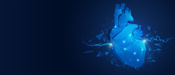 Logo of a blue heart on a blue background.